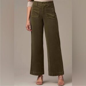 Wit & Wisdom Emma Patch Pocket High Waist Wide Leg Corduroy Pants Green Sz 24W